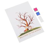 TINEASUR Tablero de Registro para Invitados Cartel de Revelación de Género, Póster de Árbol de Huellas Dactilares, 1 Juego 2 Tintas Azul y Rosa, 1 Hoja de Adhesivos para Fiesta de Shower