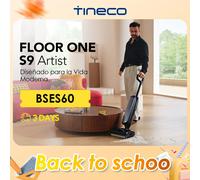 Tineco Floor One S9 Artist Aspiradora Húmeda y Seca, Succión de 22 kPa, 360° SmoothDrive, Anti-Enredos, Auto-Limpieza Flashdry a 85°C, 50 Minutos de Autonomía, Plegable a 180°