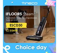 Tineco IFLOOR 5 Steam Aspiradora para Mojado y Seco Todo en Uno, Limpiador de Suelos de Madera Dura Ideal para la Suciedad Pegajosa, 120 °C de Vapor a Alta Temperatura, Autolimpieza con Vapor