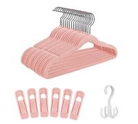 Tinfol Paquete de 30 Perchas de Terciopelo Rosa para niños, Perchas Antideslizantes para bebés con 6 Pinzas de Terciopelo, Perchas ultrafinas Que ahorran Espacio para Ropa de niños y recién Nacidos