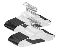 Tinfol Perchas de Plástico, 30pc Perchas de Ropa Ahorro de Espacio Tira de Goma Gris Antideslizante con Gancho Giratorio de 360°, Perchas para Ropa Seca y Mojada para Camisas Ropa Interior Suéteres