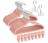 Tinfol Perchas de Terciopelo Rosa 60 Paquetes, Perchas Antideslizantes para Bebé con 8 Clips de Terciopelo, Perchas Ultra Finas Que Ahorran Espacio para Ropa de Niños, Ropa de Recién Nacidos