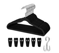 Tinfol Perchas negras de terciopelo para niños, 30 unidades, perchas antideslizantes para bebés con 6 clips de terciopelo para ahorrar espacio, perchas ultrafinas para ropa de niños, ropa de recién