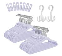 Tinfol púrpura claro niños terciopelo perchas 60pc, antideslizante ropa perchas con 8 terciopelo percha clips y 2 gancho, ahorro de espacio Ultra delgado lindo niño perchas para niño vestido, pantalón