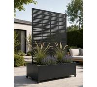 TinFrey Huerto Urbano Elevado con Celosía, Jardineras Grandes para Exterior con Ruedas y Enrejado, Macetero de Metal para Privacidad, Ideal para Flores, Verduras y Plantas Trepadoras en Balcón