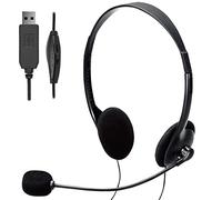 TINGDA Auriculares USB, auriculares para PC con micrófono, cancelación de ruido y control de volumen, para chat por ordenador, para Skype, webinar, oficina en casa, control de llamadas, muy cómodos.