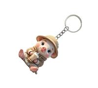 TingHaoO Adorable llavero de cerdito con temática de bebida de leche, adorno acrílico para decoración de escritorio de pared y regalos, accesorio de dibujos animados
