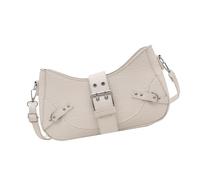 TingHaoO Bolso bandolera de cuero sintético ligero con correa de cinturón y detalle de tachuelas, bolso cruzado informal para las axilas para mujer, White, One Size