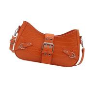 TingHaoO Bolso bandolera de cuero sintético ligero con correa de cinturón y detalle de tachuelas, bolso cruzado informal para las axilas para mujer, o, One Size