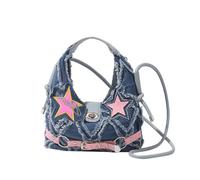 TingHaoO Bolso bandolera de estrella de cinco puntas para mujer, bolso de hombro simple, mensajeros estéticos diarios para todos los días, bandolera de estrella de cinco puntas para mujer, vaqueros