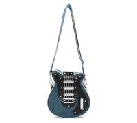 TingHaoO Bolso bandolera de piel sintética con forma de guitarra con correa ajustable, adecuado para estudiantes y miembros de la banda, bolso de piel sintética, Blue, One Size