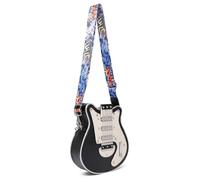 TingHaoO Bolso bandolera de piel sintética con forma de guitarra con correa ajustable, adecuado para estudiantes y miembros de la banda, bolso de piel sintética, Black, One Size