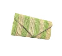 TingHaoO Bolso cruzado a juego para mujer, bolso de playa de paja, bolso de playa a rayas, tejido a mano, mensajeros para mujer, bolso cruzado de paja para playa, a rayas, bolso de vacaciones, verde