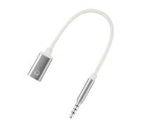 TingHaoO Cable auxiliar de 3,5 mm macho a tipo C hembra para auriculares a auriculares planos de cabeza redonda, adaptador de sonido de metal