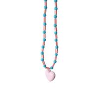 TingHaoO Collar de cuentas coloridas, longitud ajustable, colgante de corazón, textura de resina, para un aspecto moderno, hecho a mano, talla única, como se describe, como se describe