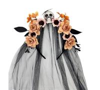 TingHaoO Diadema multiusos para disfraz de bruja con velo largo, accesorio de peinado para fiesta de Halloween, sesiones de fotos, reuniones familiares, accesorio de Halloween