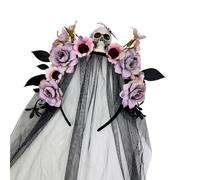 TingHaoO Diadema multiusos para disfraz de bruja con velo largo, accesorio de peinado para fiesta de Halloween, sesiones de fotos, reuniones familiares, accesorio de Halloween