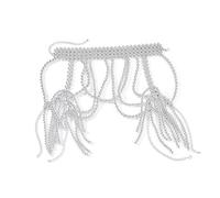 TingHaoO Elegante accesorio de hombro con elegantes flecos, perlas sofisticadas, accesorio de cadena corporal para uso diario, citas, cuentas y lentejuelas, talla única, como se describe, como se