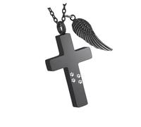 TingHaoO Elegante collar conmemorativo con colgante de urna cruzada para guardar cenizas, pieles de pelo, urna conmemorativa