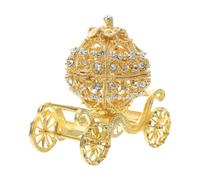 TingHaoO Estilos artísticos europeos organizadores de joyas de Halloween, carruajes, decoraciones con chapado de metal resistente para soporte de anillos y exhibición de joyas con temática de princesa