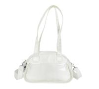 TingHaoO Itabag - Bolso bandolera de piel sintética para estudiantes, escuela, con lazos para colgar alfileres, bonito bolso de piel sintética Itabag para exhibición de pines, White, One Size