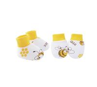 TingHaoO Juego de guantes transpirables para niñas y niños, guantes de algodón y calzado, manoplas de mano para niños pequeños, Borde amarillo abeja, Talla única