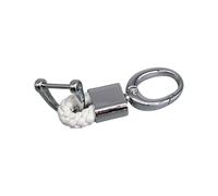 TingHaoO Llavero de cuero con hebilla de metal, accesorio elegante, moderno, estilo punk vintage, blanco, Silver