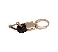 TingHaoO Llavero de cuero con hebilla de metal, accesorio elegante, moderno, estilo punk vintage, D, Gold-color
