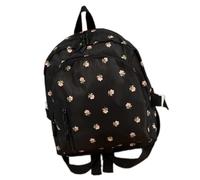 TingHaoO Mochila para laptop, bonita mochila con estampado floral para escuela, universidad, viajes, trabajo, casual, mochila escolar, bonita bolsa de preparación, Negro