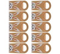 TingHaoO Paquete de 10 bolsas de papel resistentes con estampado de conejos de Pascua con asa para envolver regalos de festivales y suministros de fiesta