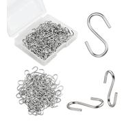 Tingheng 100 mini ganchos en S de 1/2 pulgada, pequeños ganchos en S de acero inoxidable para adornos, exhibición de joyas, etiquetas de perro, colgar plantas, organización de cocina en el hogar y
