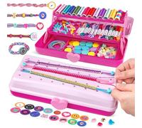 TingingYuli Kit para hacer pulseras de amistad para niñas, manualidades para niños, fabricante de pulseras de hilo DIY, juguetes para niñas, regalos de Pascua y cumpleaños para niños (Rosa)