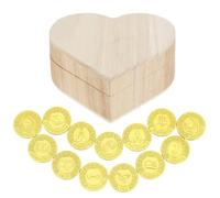 TINGKU Arras de Boda Catolica Set de monedas de boda - 13 monedas de unidad de oro para la ceremonia de boda católica, elegantes Recuerdos Para Boda con caja de madera en forma de corazón
