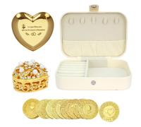 TINGKU Arras de boda en inglés - Arras para Boda Católica, Arras de Boda Cristiana con 13 monedas de bendición, Arras de boda cristiana, Decoración para Bodas, Caja de cuero-Monedas de Oro PLD