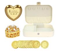 TINGKU - Arras para Boda Católica monedas de boda cristianas, 13 bendiciones únicas, recuerdos de matrimonio significativos caja de cuero Conjunto de monedas de boda española, monedas de oro PLD