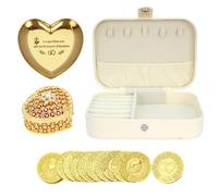 TINGKU Conjunto de monedas de boda española Arras para Boda Católica, monedas de boda cristianas, 13 bendiciones únicas, recuerdos de matrimonio significativos caja de cuero-monedas de oro HB