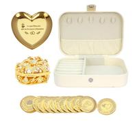 TINGKU Custom Wedding Coin Set - Arras para Boda Católica, 13 bendiciones únicas, caja de cuero de recuerdos de boda significativa-Gold Coins 5D