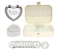 TINGKU Custom Wedding Coin Set - Arras para Boda Católica, 13 bendiciones únicas, caja de cuero de recuerdos de boda significativa-Silver Coins PLD