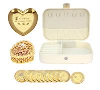 TINGKU Custom Wedding Coin Set - Arras para Boda Católica, 13 bendiciones únicas, caja de cuero de recuerdos de boda significativa-Gold Coins HB