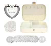 TINGKU Guadalupe Wedding Coin Set - Arras para Boda Católica, Monedas de Boda cristianas, 13 bendiciones únicas, Recuerdos de Matrimonio significativos Caja de Cuero-Monedas de Plata HB