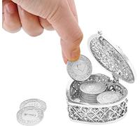 TINGKU Juego de 13 monedas de plata inglesa con caja en forma de corazón, Arras para Boda Catolica, Arras de Boda Catolica, Arras de Boda Catolica (Silver)