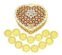 TINGKU Monedas de plata española de boda católica, Centros de mesa para bodas, recuerdos para boda con caja en forma de corazón de diamante (Gold)