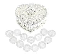 TINGKU Monedas de plata española de boda católica, Centros de mesa para bodas, recuerdos para boda con caja en forma de corazón de diamante, recuerdos de boda con caja de amor