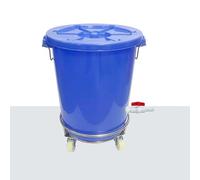 TINGMIAN Contenedor de lluvia con soporte, 12/17/24/32 galones, tambor de almacenamiento de agua con tapa y ruedas, depósito de agua de plástico duradero (azul, 41,5 x 53,5 cm/16 x 21 pulgadas)