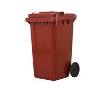 TINGMIAN Cubo de basura exterior con tapa Gran cubo de basura de plástico cilíndrico Diseño Extraordinario Con Función Clasificación, 4 Opciones de Color(Brown,100L)