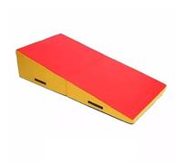TINGMIAN Estera Gimnasia Grande Plegable, con Forma Cuña Queso for Yoga, Caídas, Entrenamiento Casa Y Ejercicio Aeróbico(Red Yellow,150x75x38cm)