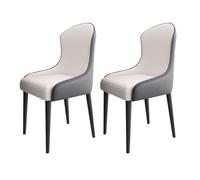 TINGMIAN Juego de 2 Sillas de Comedor Cocina Sillón Sala Estar con Asiento Cojín Cuero Artificial Suave Y Patas Metal for Sala Estar, Oficina, Cocina, Descanso(White+Dark Gray)