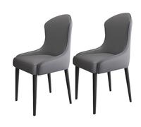 TINGMIAN Juego de 2 Sillas de Comedor Cocina Sillón Sala Estar con Asiento Cojín Cuero Artificial Suave Y Patas Metal for Sala Estar, Oficina, Cocina, Descanso(Dark Gray)