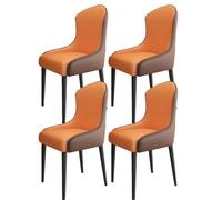 TINGMIAN Juego de 4 Sillas de Comedor Cocina Sillón Sala Estar con Asiento Cojín Cuero Artificial Suave Y Patas Metal for Sala Estar, Oficina, Cocina, Descanso(Orange+Brown)