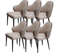 TINGMIAN Juego de 6 Sillas Comedor Cocina Cuero Artificial PU con Respaldo Reposabrazos Ergonómico Y Patas Metal for Silla Sala Estar Mostrador(Light Grey+Dark Grey)